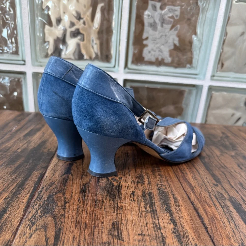 Remix Balboa Blue Retro 1930s Vintage Swing Dance Heels Sandals Pumps 7.5 - Picture 6 of 8